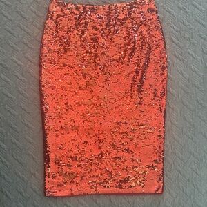 Sequin Pencil Skirt in Chocolate Brown